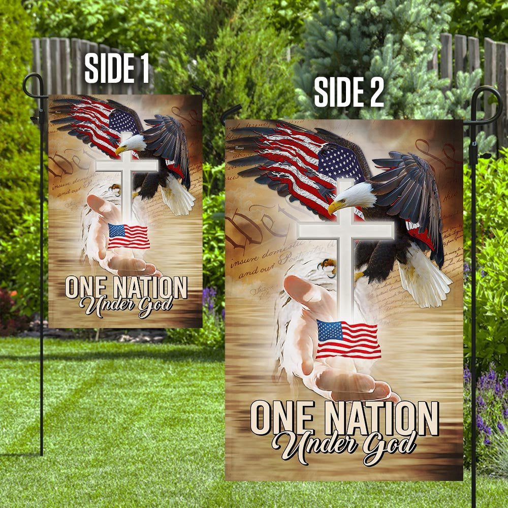 Christian Garden Flags, One Nation Under God Eagle Cross Flag, Christian House Flags, Christian Cross Flag, Faith Flag, easychoo.com