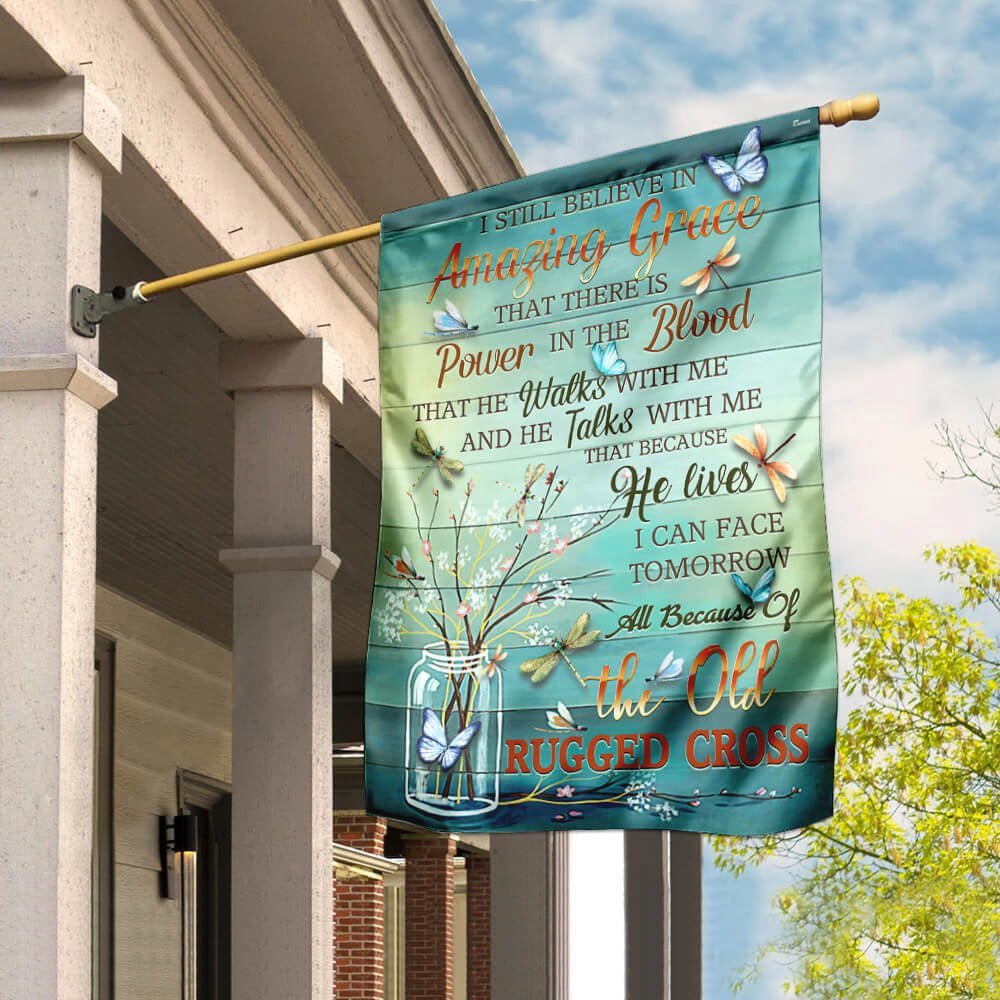 Christian Garden Flags, The Old Rugged Cross Flag, Christian House Flags, Christian Cross Flag, Faith Flag, easychoo.com