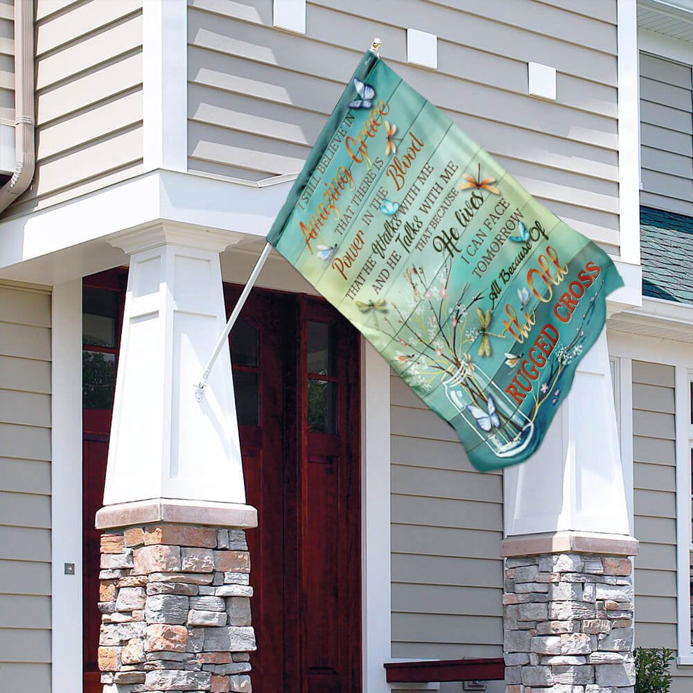 Christian Garden Flags, The Old Rugged Cross Flag, Christian House Flags, Christian Cross Flag, Faith Flag, easychoo.com