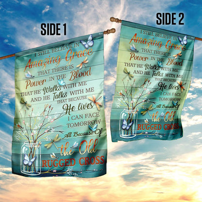 Christian Garden Flags, The Old Rugged Cross Flag, Christian House Flags, Christian Cross Flag, Faith Flag, easychoo.com