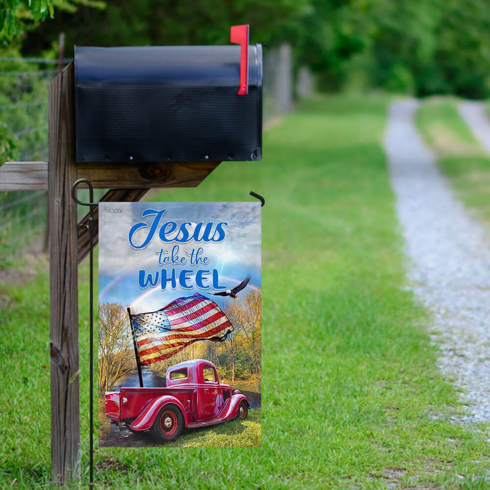 Christian Garden Flags, Jesus, Take The Wheel Flag, Christian House Flags, Christian Cross Flag, Faith Flag, easychoo.com