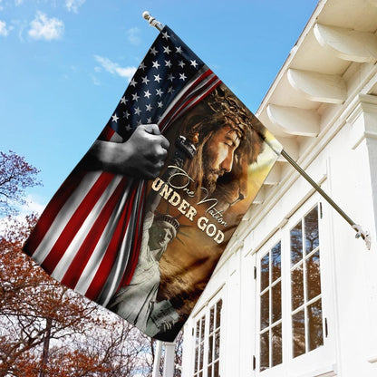 Christian Garden Flags, One Nation Under God Jesus Lion American Flag, Christian House Flags, Christian Cross Flag, Faith Flag, easychoo.com