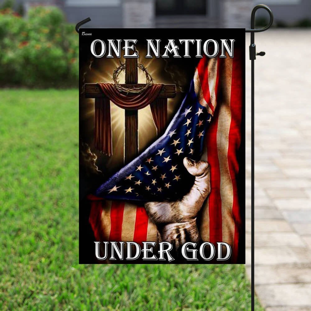 Christian Garden Flags, One Nation Under God American US Flag, Christian House Flags, Christian Cross Flag, Faith Flag, easychoo.com