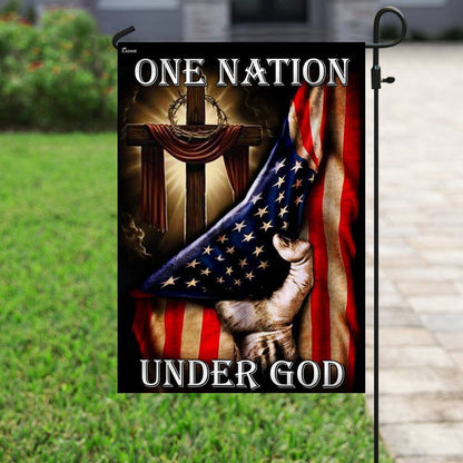 Christian Garden Flags, One Nation Under God American US Flag, Christian House Flags, Christian Cross Flag, Faith Flag, easychoo.com
