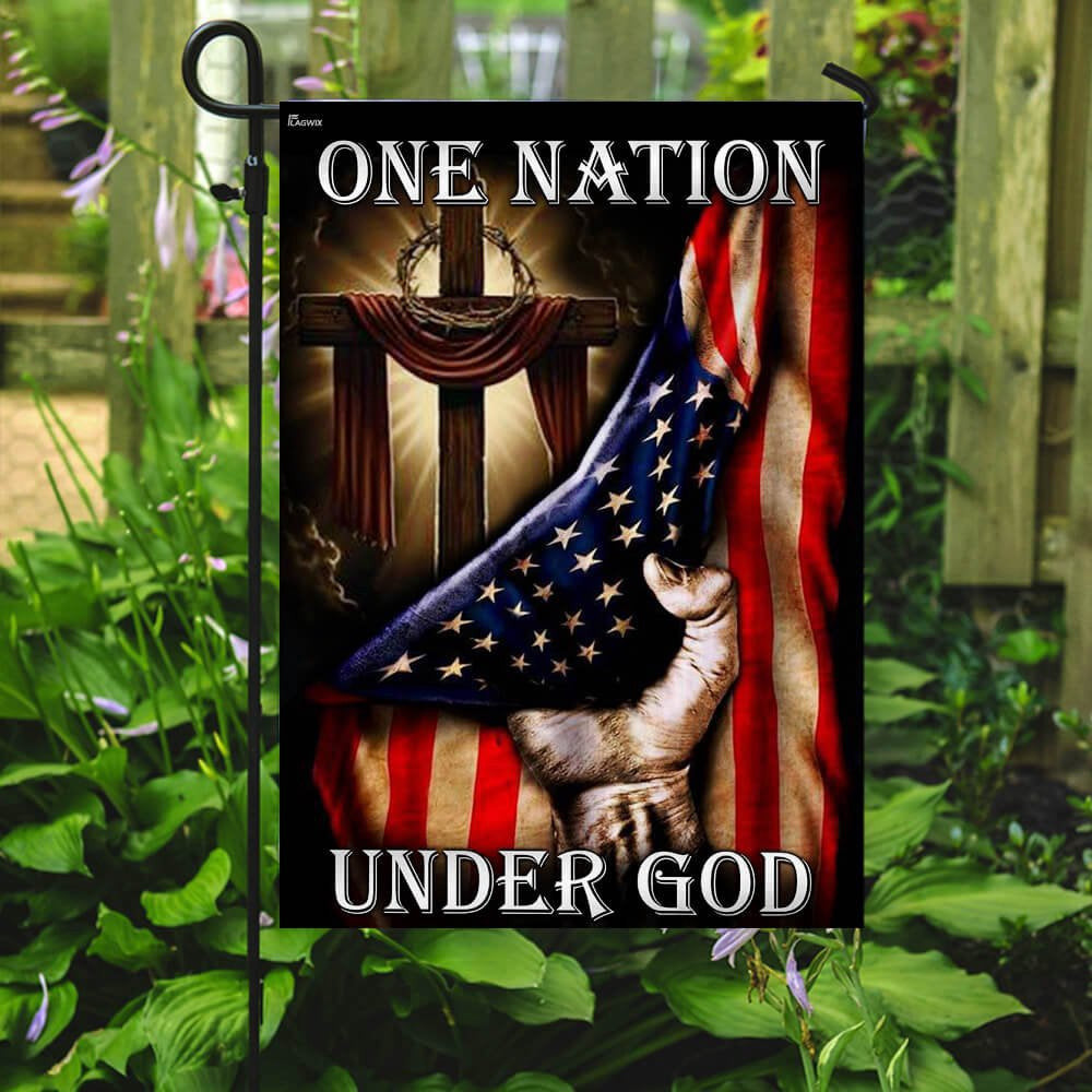 Christian Garden Flags, One Nation Under God American US Flag, Christian House Flags, Christian Cross Flag, Faith Flag, easychoo.com