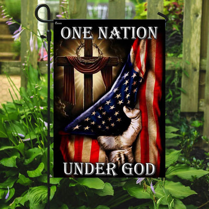 Christian Garden Flags, One Nation Under God American US Flag, Christian House Flags, Christian Cross Flag, Faith Flag, easychoo.com
