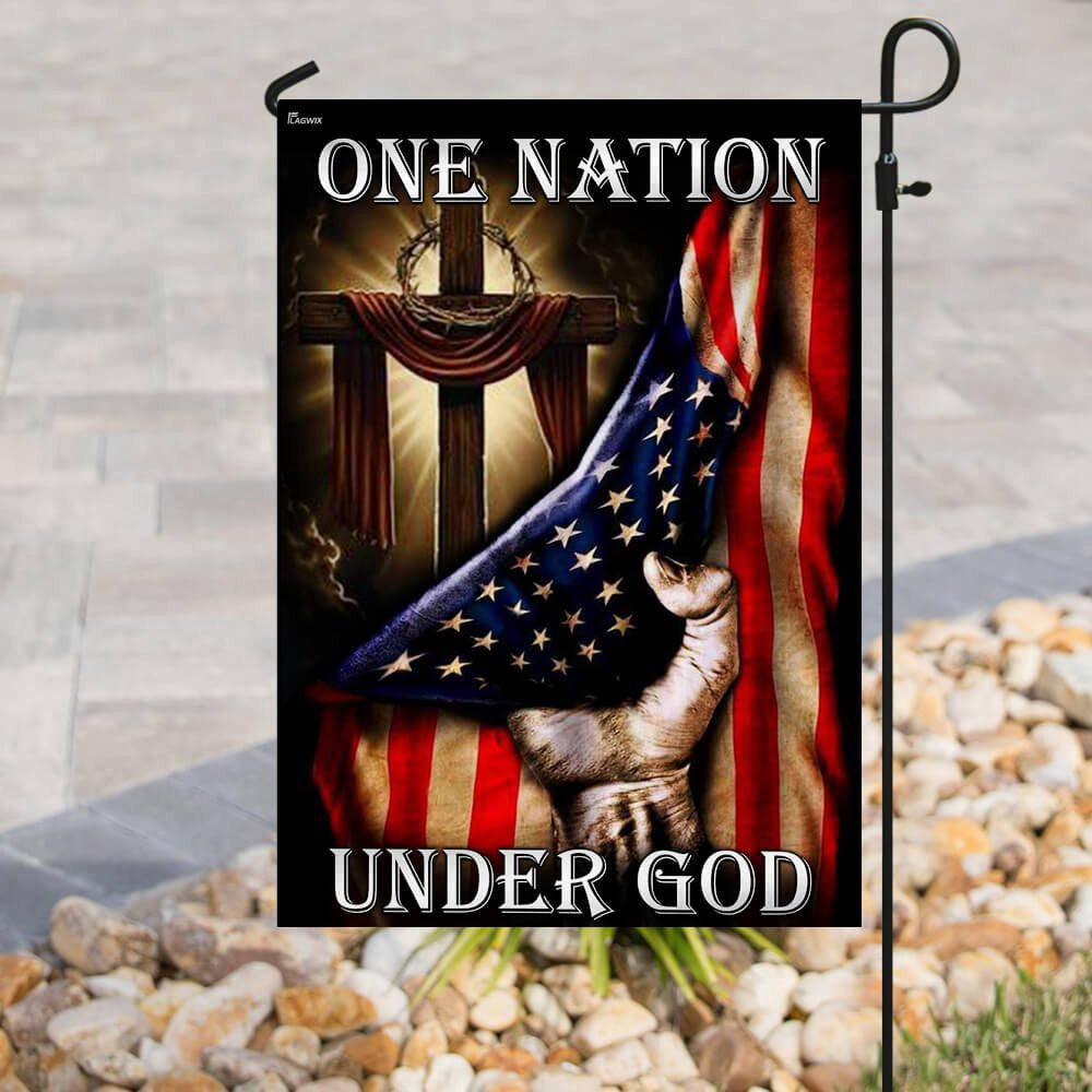 Christian Garden Flags, One Nation Under God American US Flag, Christian House Flags, Christian Cross Flag, Faith Flag, easychoo.com