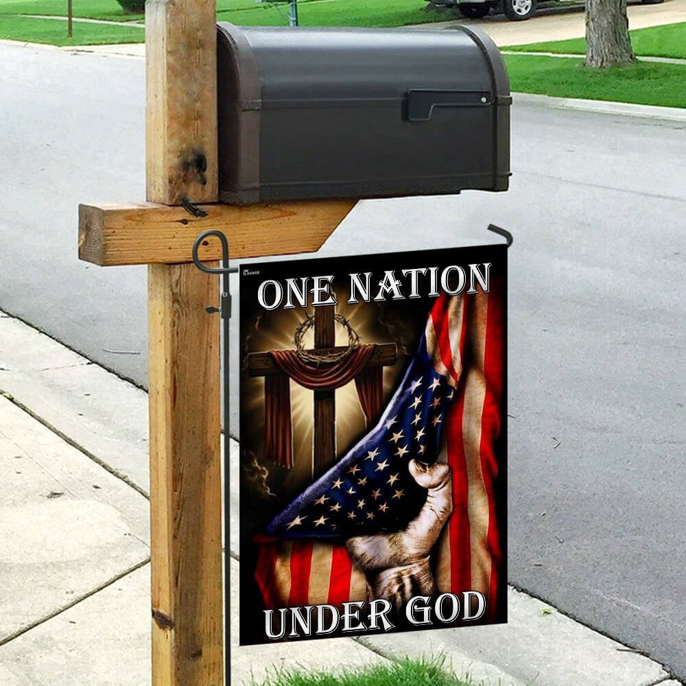Christian Garden Flags, One Nation Under God American US Flag, Christian House Flags, Christian Cross Flag, Faith Flag, easychoo.com