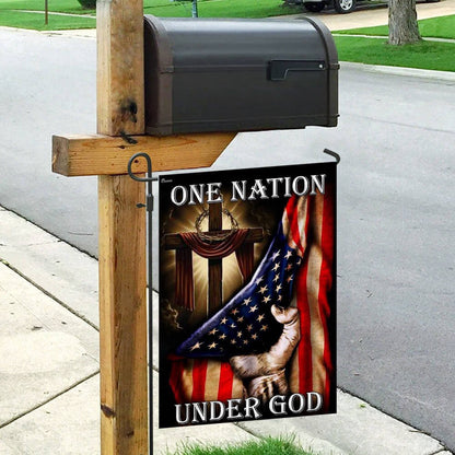 Christian Garden Flags, One Nation Under God American US Flag, Christian House Flags, Christian Cross Flag, Faith Flag, easychoo.com