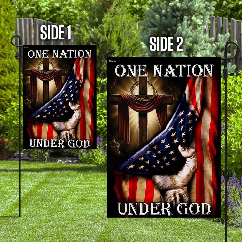Christian Garden Flags, One Nation Under God American US Flag, Christian House Flags, Christian Cross Flag, Faith Flag, easychoo.com