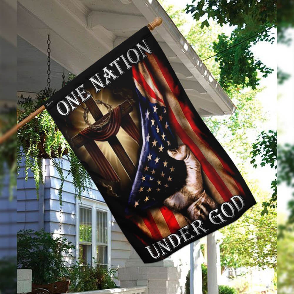 Christian Garden Flags, One Nation Under God American US Flag, Christian House Flags, Christian Cross Flag, Faith Flag, easychoo.com