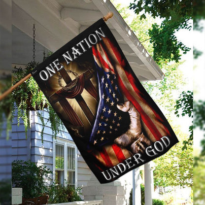 Christian Garden Flags, One Nation Under God American US Flag, Christian House Flags, Christian Cross Flag, Faith Flag, easychoo.com