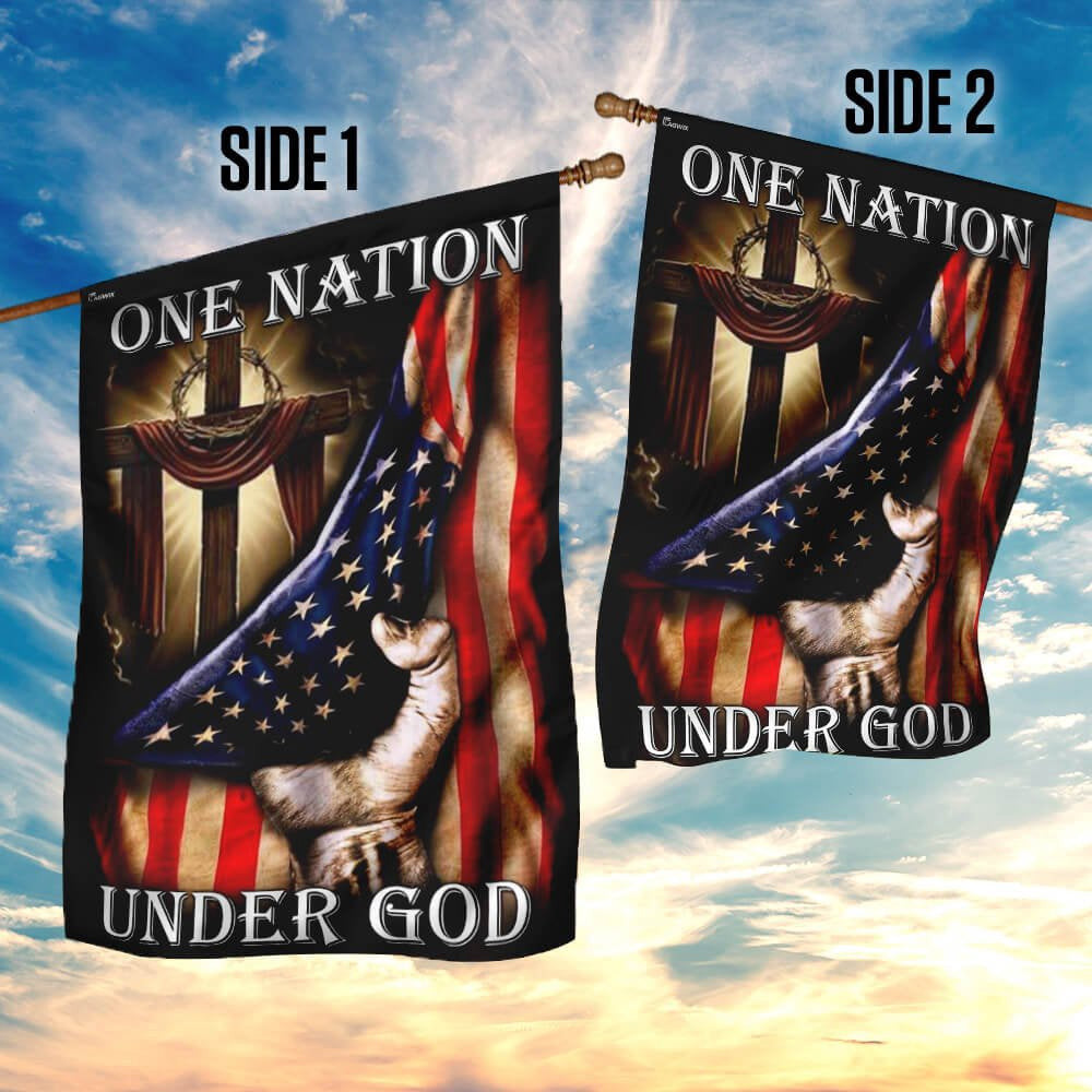 Christian Garden Flags, One Nation Under God American US Flag, Christian House Flags, Christian Cross Flag, Faith Flag, easychoo.com