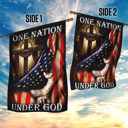 Christian Garden Flags, One Nation Under God American US Flag, Christian House Flags, Christian Cross Flag, Faith Flag, easychoo.com