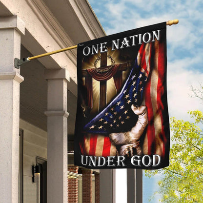 Christian Garden Flags, One Nation Under God American US Flag, Christian House Flags, Christian Cross Flag, Faith Flag, easychoo.com