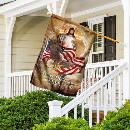 Christian Garden Flags, One Nation Under God Jesus Eagle American Flag, Christian House Flags, Christian Cross Flag, Faith Flag, easychoo.com
