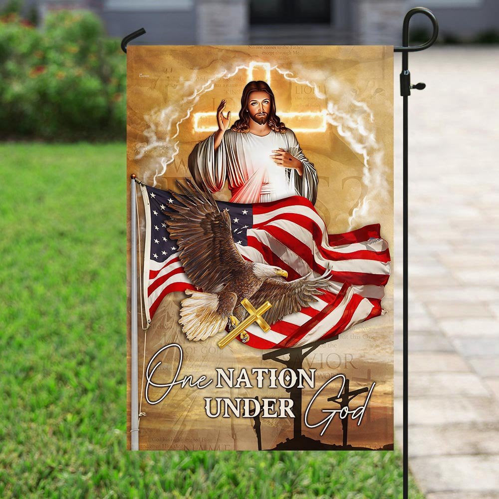 Christian Garden Flags, One Nation Under God Jesus Eagle American Flag, Christian House Flags, Christian Cross Flag, Faith Flag, easychoo.com