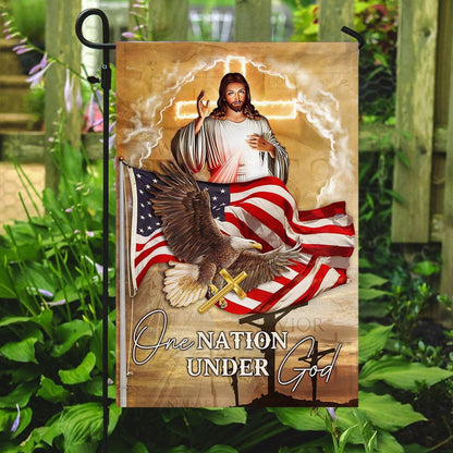 Christian Garden Flags, One Nation Under God Jesus Eagle American Flag, Christian House Flags, Christian Cross Flag, Faith Flag, easychoo.com