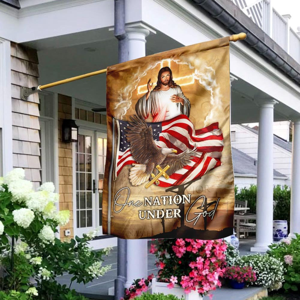 Christian Garden Flags, One Nation Under God Jesus Eagle American Flag, Christian House Flags, Christian Cross Flag, Faith Flag, easychoo.com