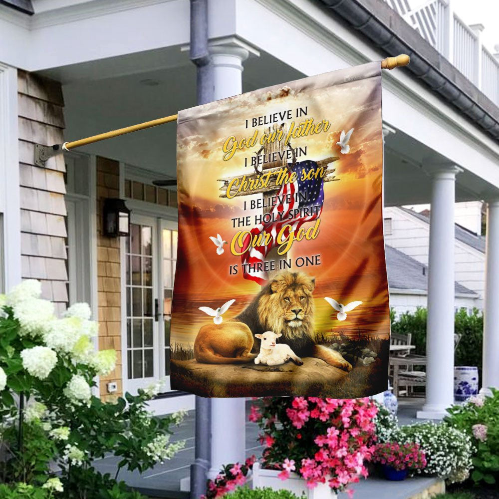 Christian Garden Flags, Our God Is Three In One Easter Flag, Christian House Flags, Christian Cross Flag, Faith Flag, easychoo.com