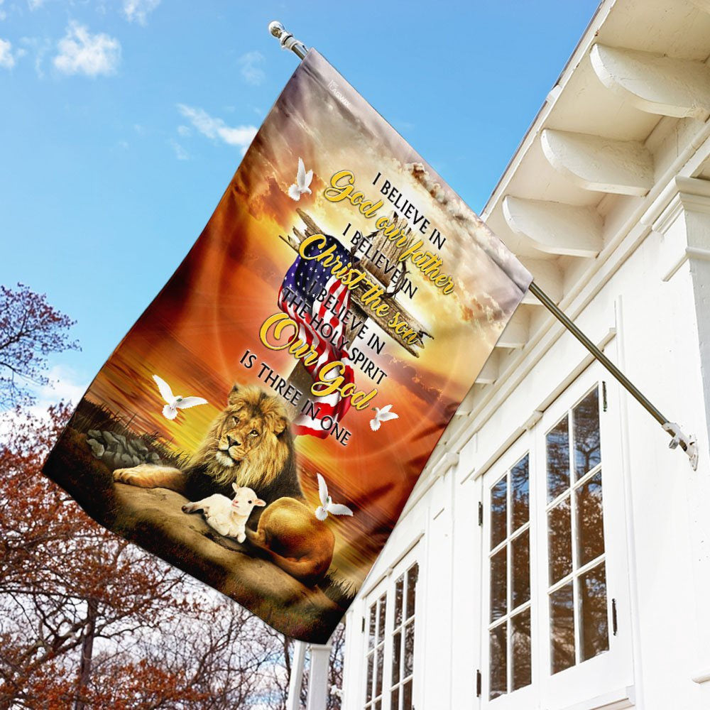 Christian Garden Flags, Our God Is Three In One Easter Flag, Christian House Flags, Christian Cross Flag, Faith Flag, easychoo.com