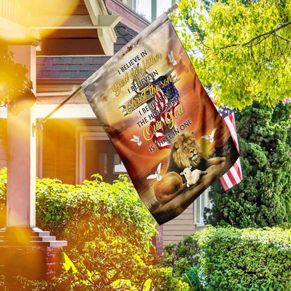 Christian Garden Flags, Our God Is Three In One Easter Flag, Christian House Flags, Christian Cross Flag, Faith Flag, easychoo.com
