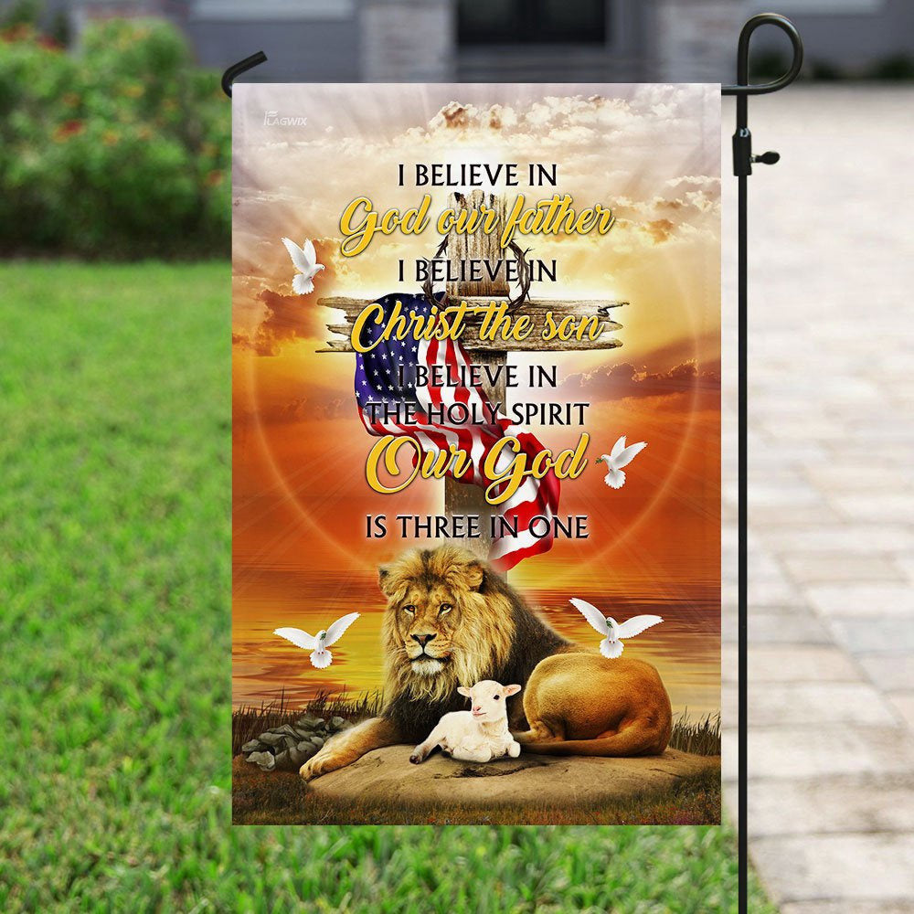 Christian Garden Flags, Our God Is Three In One Easter Flag, Christian House Flags, Christian Cross Flag, Faith Flag, easychoo.com