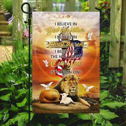 Christian Garden Flags, Our God Is Three In One Easter Flag, Christian House Flags, Christian Cross Flag, Faith Flag, easychoo.com