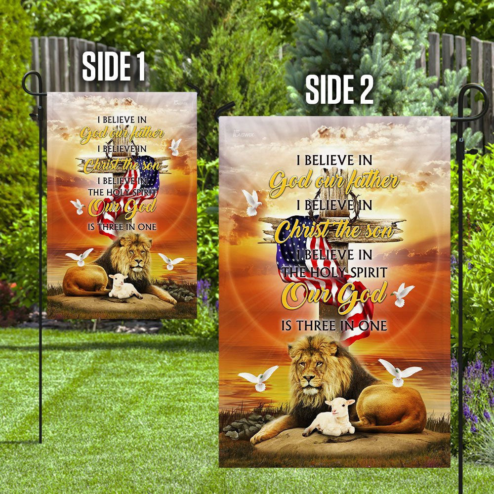 Christian Garden Flags, Our God Is Three In One Easter Flag, Christian House Flags, Christian Cross Flag, Faith Flag, easychoo.com