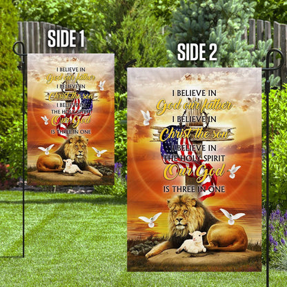 Christian Garden Flags, Our God Is Three In One Easter Flag, Christian House Flags, Christian Cross Flag, Faith Flag, easychoo.com