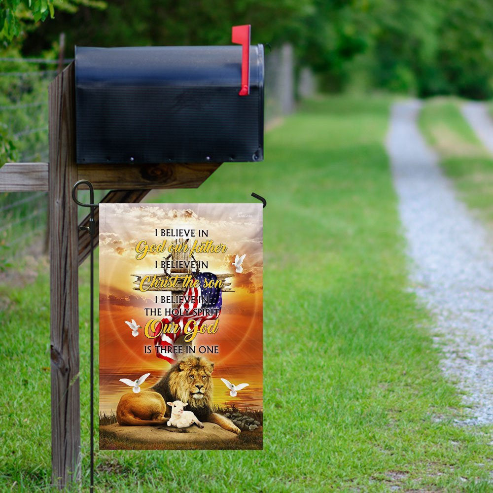 Christian Garden Flags, Our God Is Three In One Easter Flag, Christian House Flags, Christian Cross Flag, Faith Flag, easychoo.com