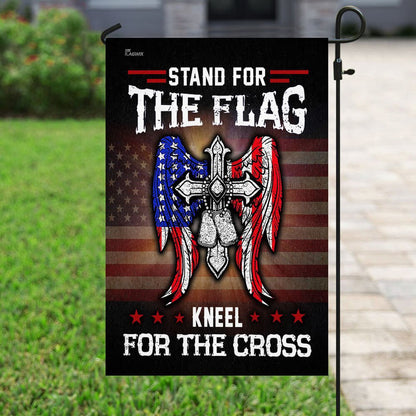 Christian Garden Flags, Stand For The Flag Kneel For The Cross Flag, Garden Flag, Christian House Flags, Christian Cross Flag, Faith Flag, easychoo.com