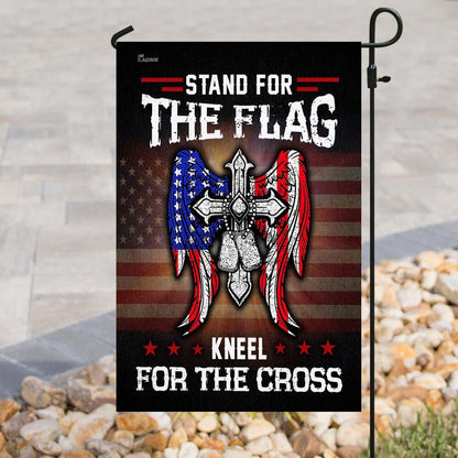 Christian Garden Flags, Stand For The Flag Kneel For The Cross Flag, Garden Flag, Christian House Flags, Christian Cross Flag, Faith Flag, easychoo.com