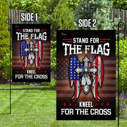 Christian Garden Flags, Stand For The Flag Kneel For The Cross Flag, Garden Flag, Christian House Flags, Christian Cross Flag, Faith Flag, easychoo.com
