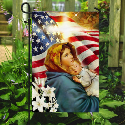 Christian Garden Flags, Virgin Mary and Jesus Flag, Christian House Flags, Christian Cross Flag, Faith Flag, easychoo.com