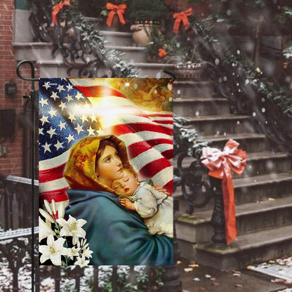 Christian Garden Flags, Virgin Mary and Jesus Flag, Christian House Flags, Christian Cross Flag, Faith Flag, easychoo.com