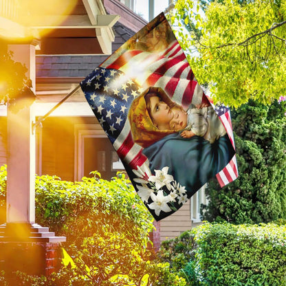 Christian Garden Flags, Virgin Mary and Jesus Flag, Christian House Flags, Christian Cross Flag, Faith Flag, easychoo.com