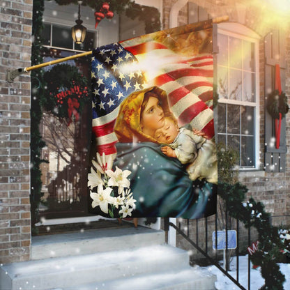 Christian Garden Flags, Virgin Mary and Jesus Flag, Christian House Flags, Christian Cross Flag, Faith Flag, easychoo.com