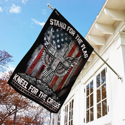 Christian Garden Flags, Stand For The Flag Kneel For The Cross Flag, Bible Verse Flag, Christian House Flags, Christian Cross Flag, Faith Flag, easychoo.com