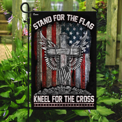 Christian Garden Flags, Stand For The Flag Kneel For The Cross Flag, Bible Verse Flag, Christian House Flags, Christian Cross Flag, Faith Flag, easychoo.com