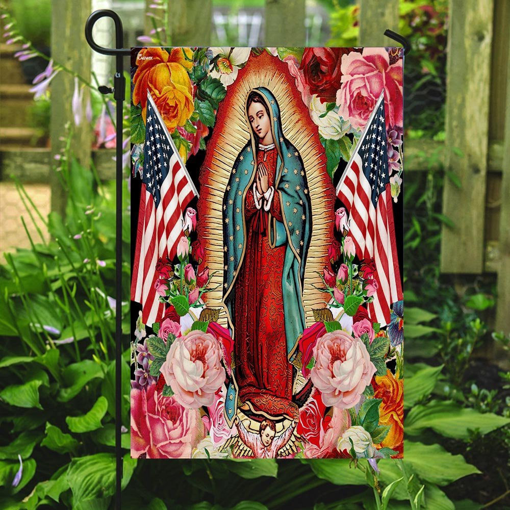 Christian Garden Flags, Mary Our Lady Of America Flag, Christian House Flags, Christian Cross Flag, Faith Flag, easychoo.com