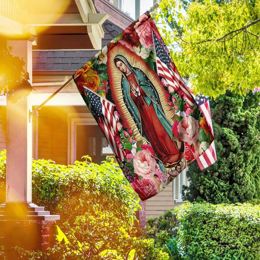 Christian Garden Flags, Mary Our Lady Of America Flag, Christian House Flags, Christian Cross Flag, Faith Flag, easychoo.com