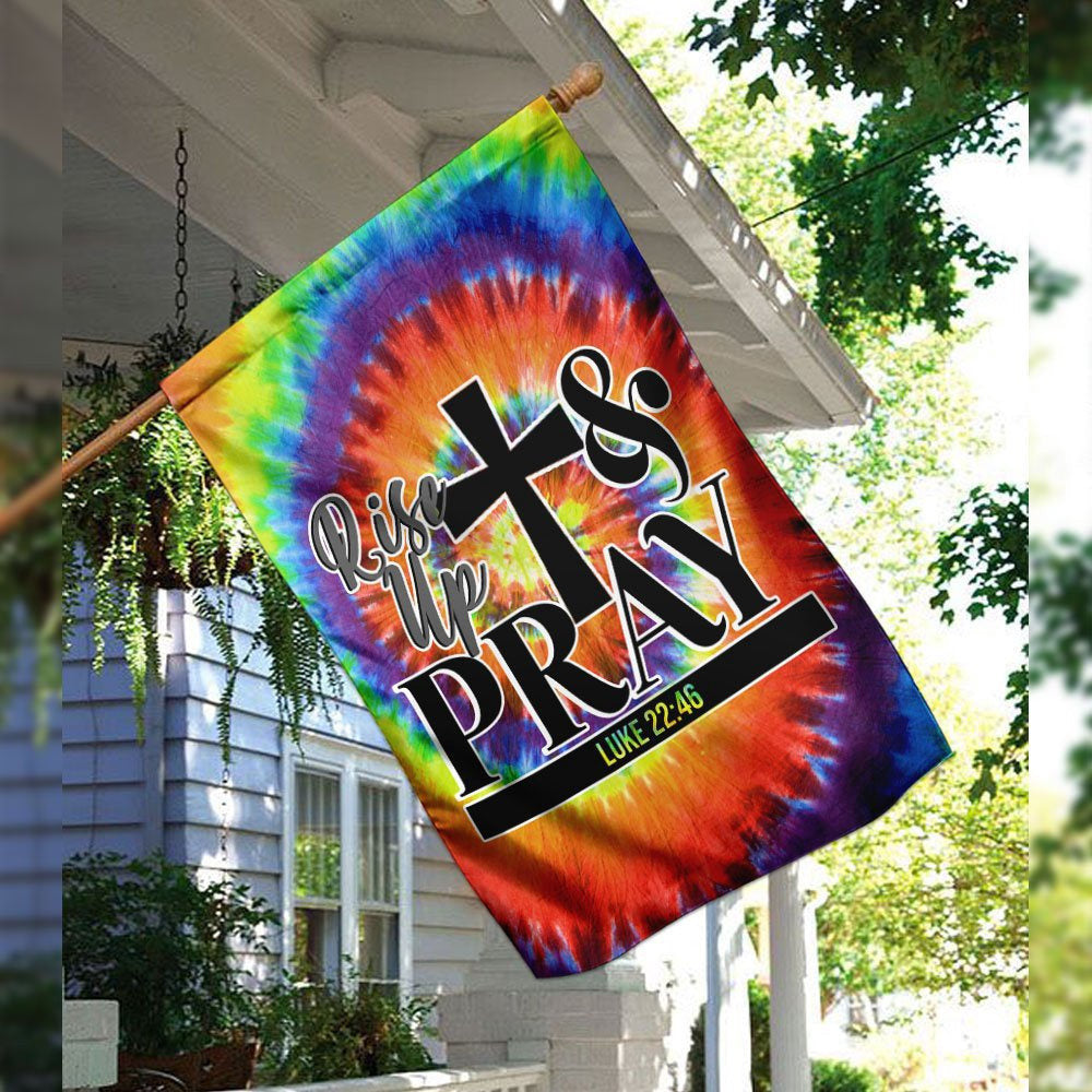 Christian Garden Flags, Rise Up And Pray Flag, Christian House Flags, Christian Cross Flag, Faith Flag, easychoo.com