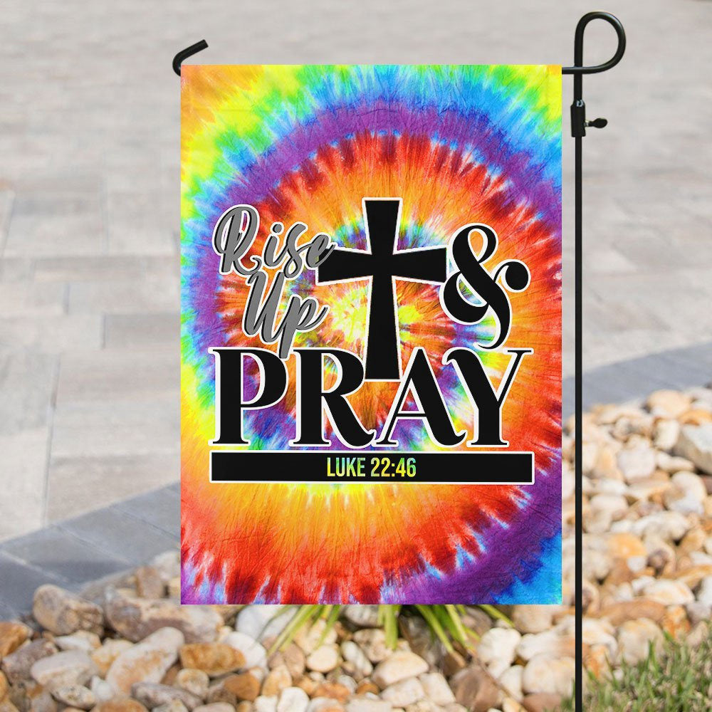 Christian Garden Flags, Rise Up And Pray Flag, Christian House Flags, Christian Cross Flag, Faith Flag, easychoo.com