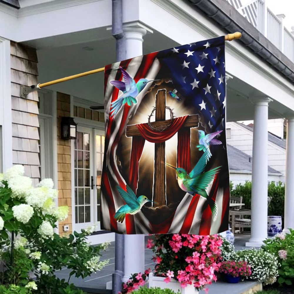 Christian Garden Flags, Magical Hummingbirds Flag, Christian House Flags, Christian Cross Flag, Faith Flag, easychoo.com