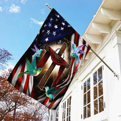 Christian Garden Flags, Magical Hummingbirds Flag, Christian House Flags, Christian Cross Flag, Faith Flag, easychoo.com