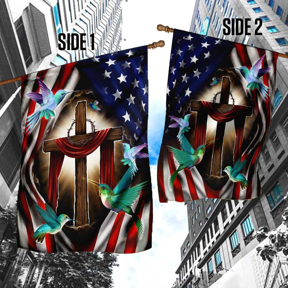 Christian Garden Flags, Magical Hummingbirds Flag, Christian House Flags, Christian Cross Flag, Faith Flag, easychoo.com
