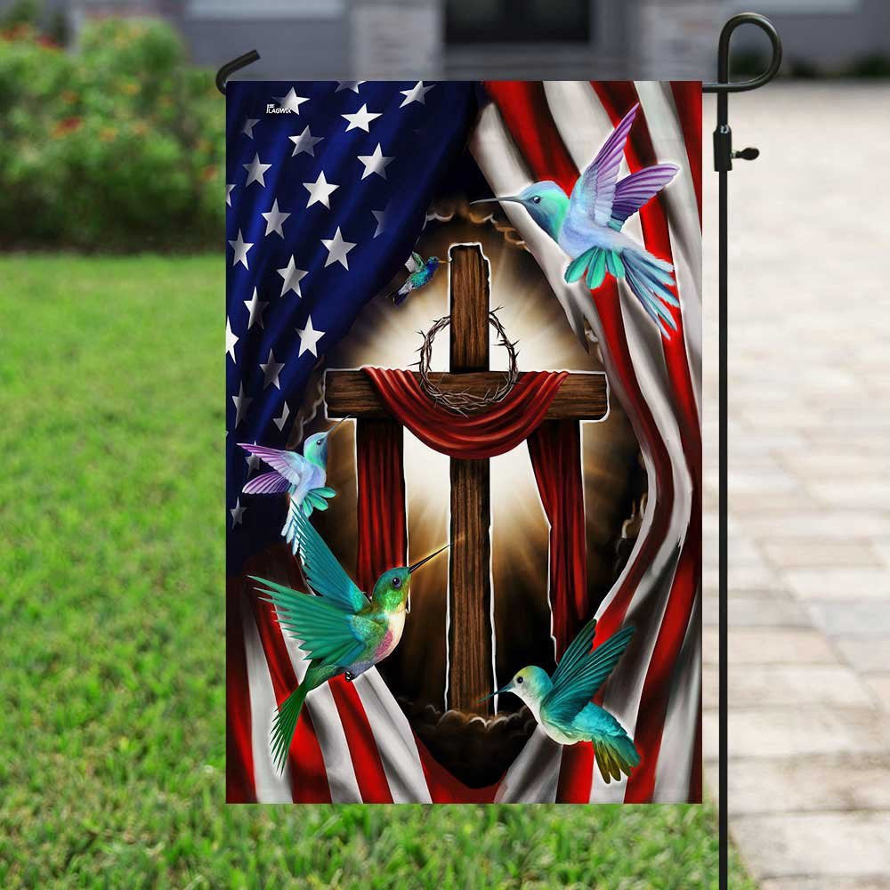 Christian Garden Flags, Magical Hummingbirds Flag, Christian House Flags, Christian Cross Flag, Faith Flag, easychoo.com