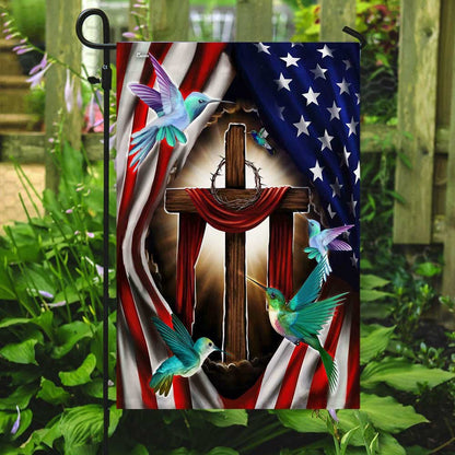 Christian Garden Flags, Magical Hummingbirds Flag, Christian House Flags, Christian Cross Flag, Faith Flag, easychoo.com