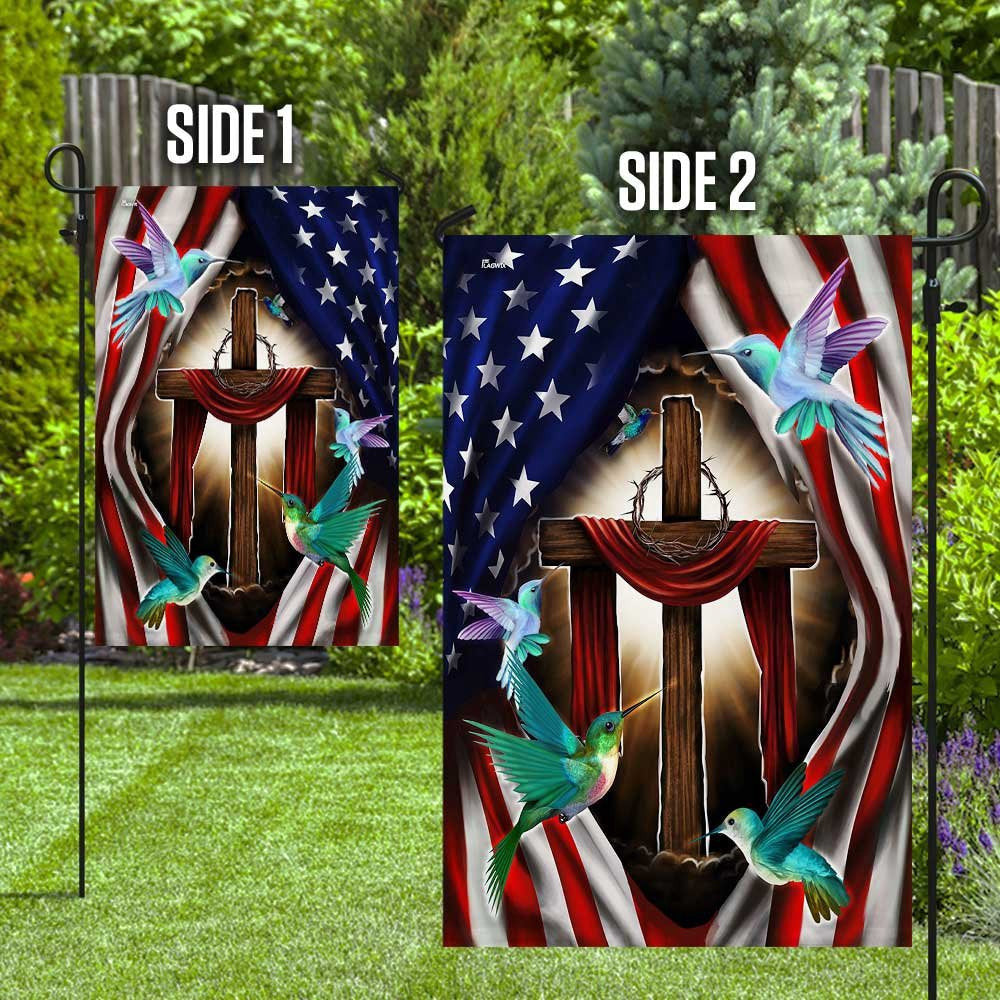 Christian Garden Flags, Magical Hummingbirds Flag, Christian House Flags, Christian Cross Flag, Faith Flag, easychoo.com